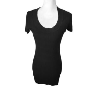 INC International Concepts Black Short Sleeve Ribbed Sweater Dress Tunic Size L